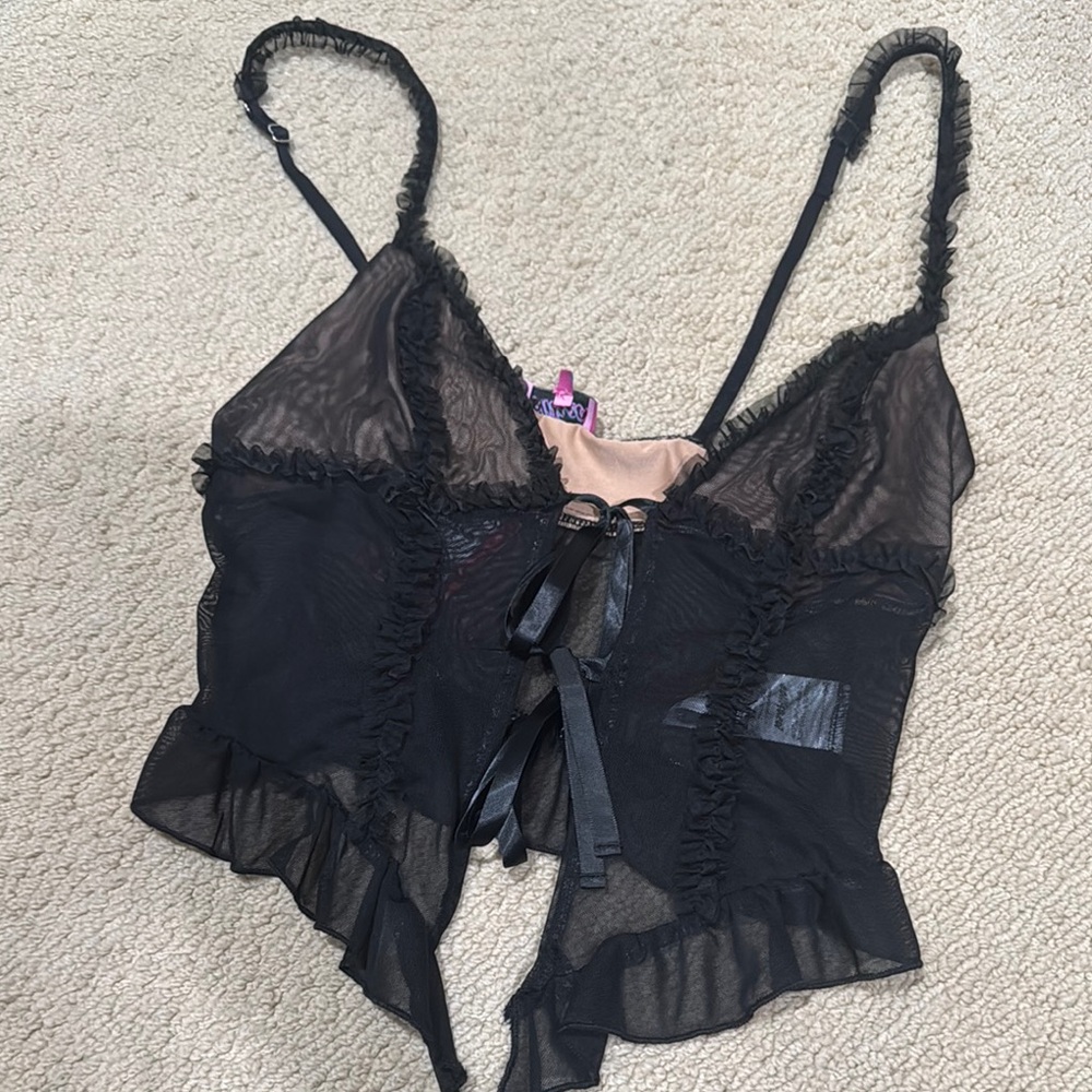 Edikted Black Lace Chemise with Floral Detailing